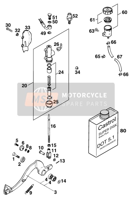 KTM 125 EGS M/O 6KW Europe 1997 Rear Brake Control for a 1997 KTM 125 EGS M/O 6KW Europe