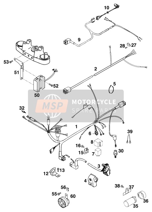 KTM 125 EGS M/O 6KW Europe 1997 Wiring Harness for a 1997 KTM 125 EGS M/O 6KW Europe