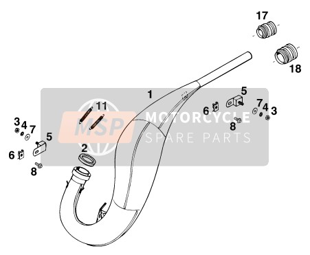 KTM 125 EXC M/O Europe (2) 1997 Système d'échappement pour un 1997 KTM 125 EXC M/O Europe (2)