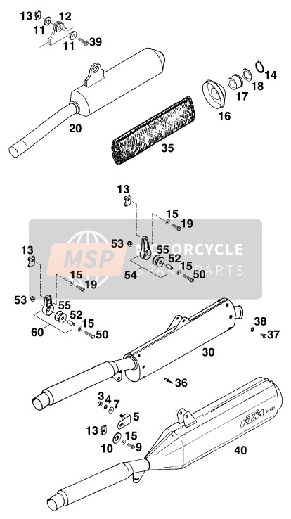 KTM 125 EXC M/O Europe (2) 1997 Main Silencer for a 1997 KTM 125 EXC M/O Europe (2)