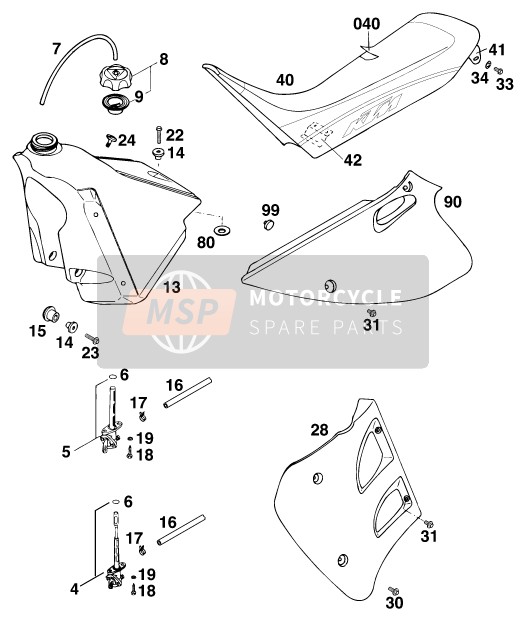 KTM 125 EXC M/O Europe (2) 1997 Tanque, Asiento para un 1997 KTM 125 EXC M/O Europe (2)