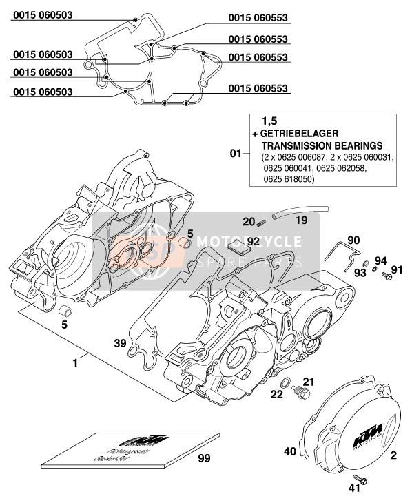 KTM 125 EXC Europe 1999 Engine Case for a 1999 KTM 125 EXC Europe