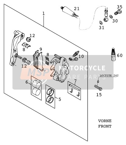 KTM 125 EXC USA 1999 Front Brake Caliper for a 1999 KTM 125 EXC USA