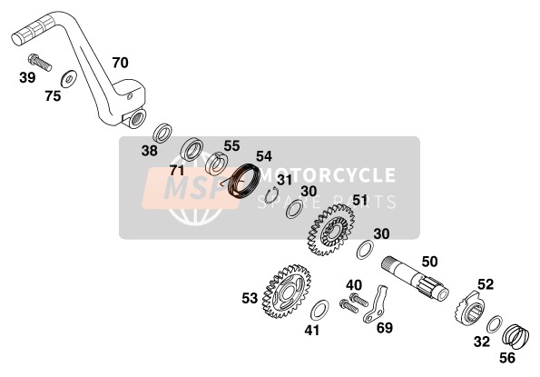 KTM 125 EXC Europe 1999 Kick Starter para un 1999 KTM 125 EXC Europe