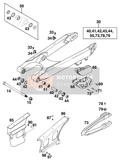 KTM 125 EXC Europe 1999 Braccio oscillante per un 1999 KTM 125 EXC Europe