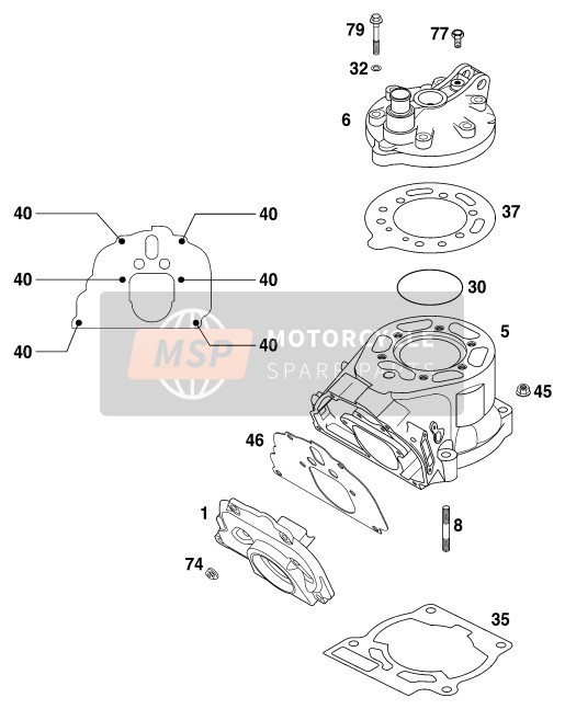 KTM 125 EXC USA 2000 Cylinder for a 2000 KTM 125 EXC USA