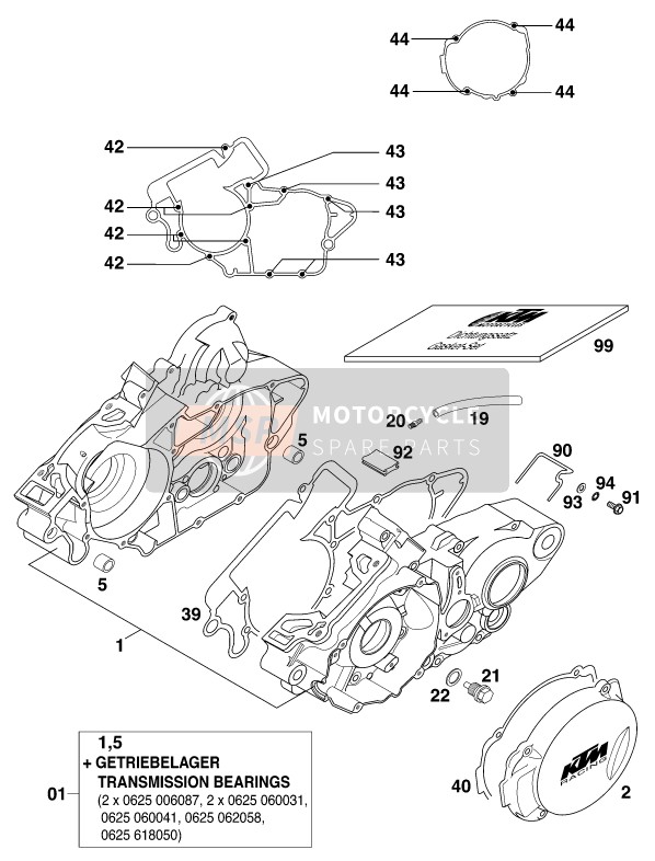 KTM 125 EXC USA 2000 Boîtier moteur pour un 2000 KTM 125 EXC USA