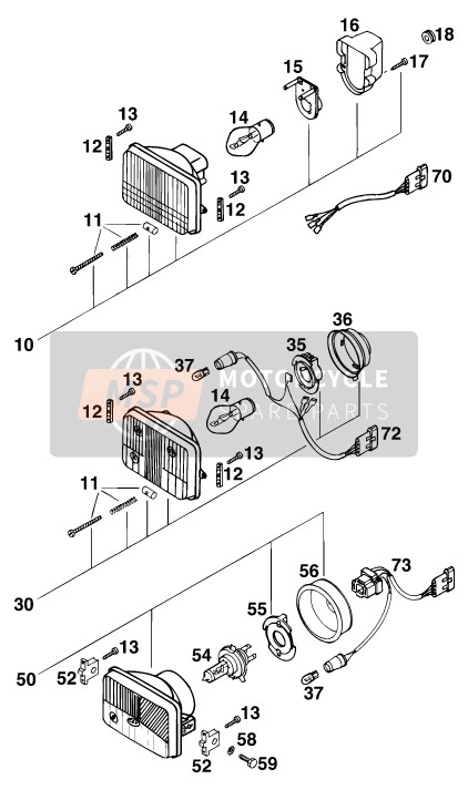 58414010100, Head Light Support 2001, KTM, 1