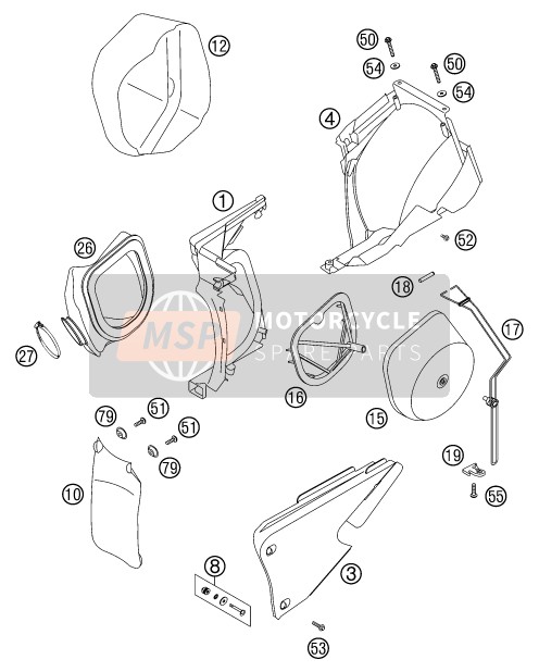 KTM 125 EXC USA 2001 Filtre à air pour un 2001 KTM 125 EXC USA