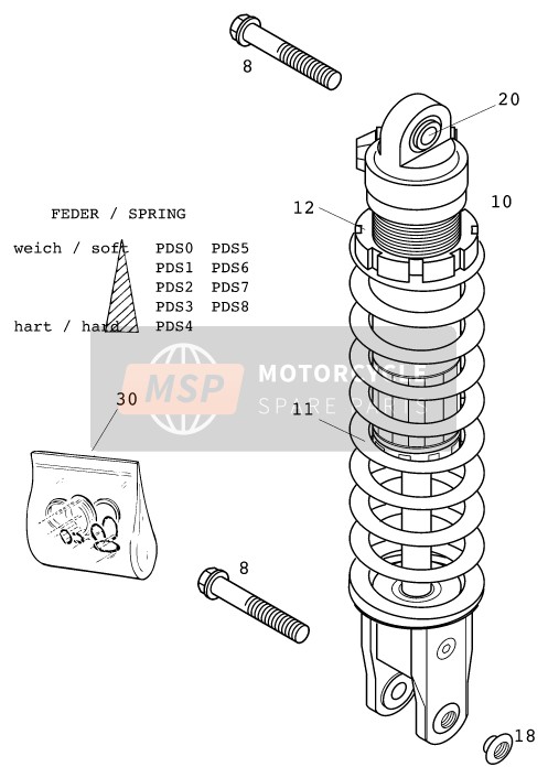 KTM 125 EXC Australia 2001 Shock Absorber for a 2001 KTM 125 EXC Australia