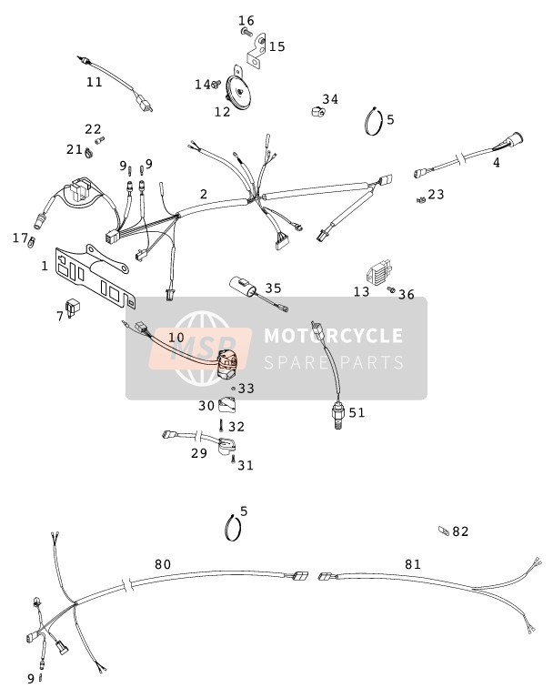 KTM 125 EXC USA 2001 Faisceau de câblage pour un 2001 KTM 125 EXC USA