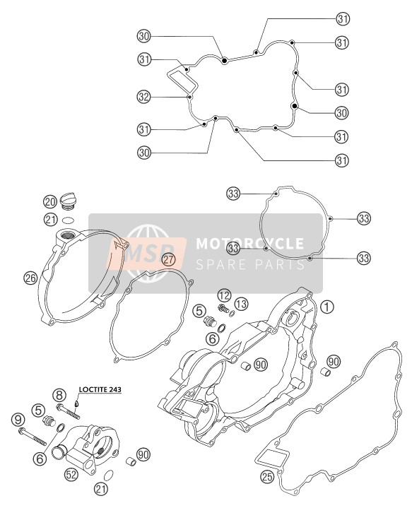 KTM 125 EXC Europe 2002 Couvercle d'embrayage pour un 2002 KTM 125 EXC Europe