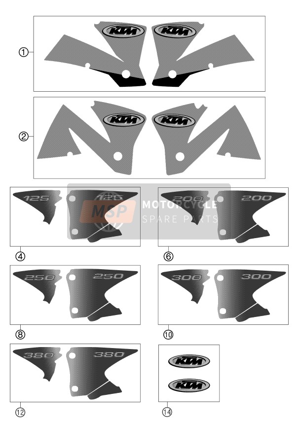 KTM 125 EXC Europe 2002 Calcomanía para un 2002 KTM 125 EXC Europe