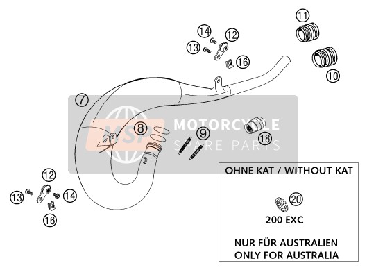 KTM 125 EXC Australia 2002 Système d'échappement pour un 2002 KTM 125 EXC Australia
