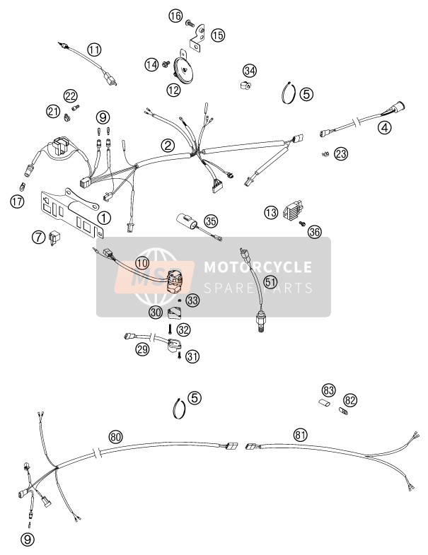 KTM 125 EXC Australia 2002 Wiring Harness for a 2002 KTM 125 EXC Australia