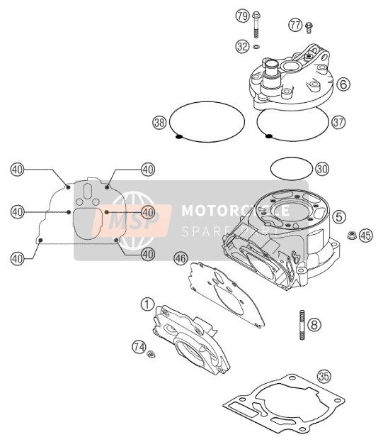 KTM 125 EXC Europe 2003 Cylinder for a 2003 KTM 125 EXC Europe