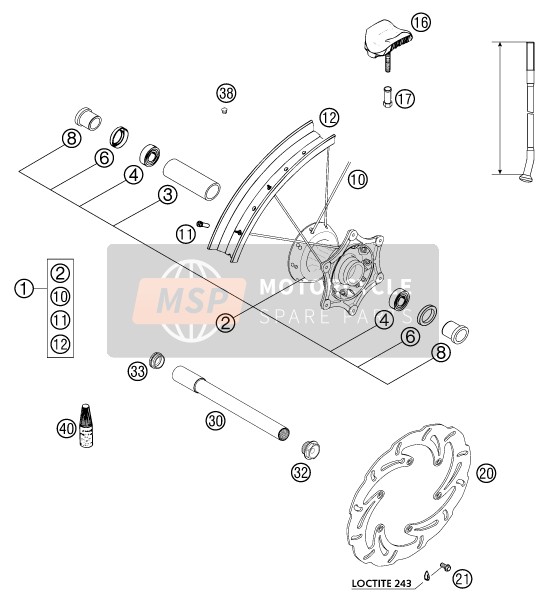 KTM 125 EXC Great Britain 2003 Roue avant pour un 2003 KTM 125 EXC Great Britain