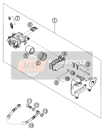 KTM 125 EXC Europe 2003 Étrier de frein arrière pour un 2003 KTM 125 EXC Europe