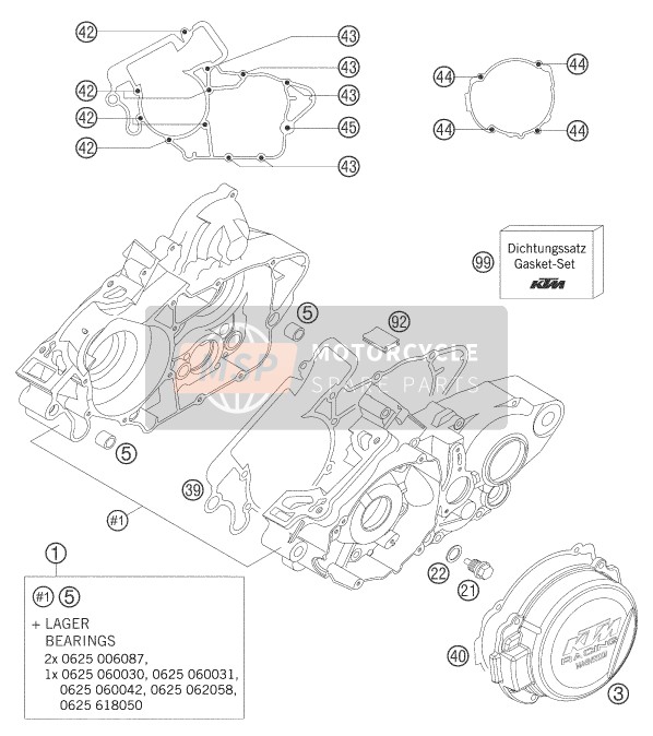 KTM 125 EXC Europe 2005 MOTORGEHÄUSE für ein 2005 KTM 125 EXC Europe