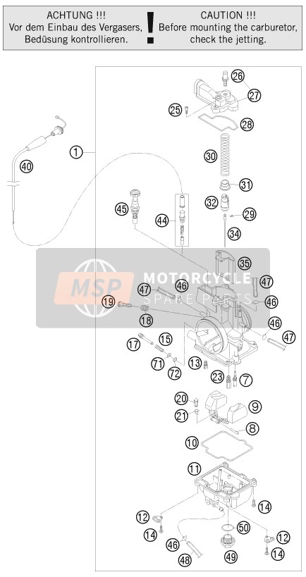 KTM 125 EXC Europe 2009 VERGASER für ein 2009 KTM 125 EXC Europe