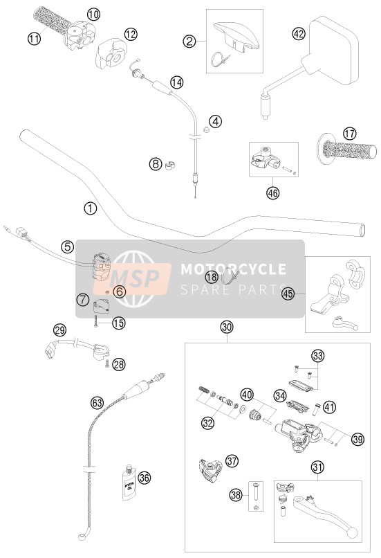 50302044000, Klem Voor Spiegel Cpl. 09, KTM, 1