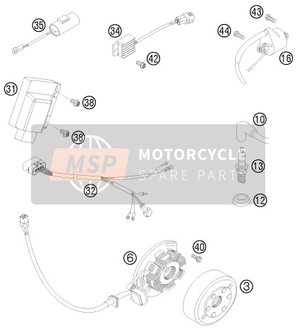 KTM 125 EXC Europe 2009 Système de mise à feu pour un 2009 KTM 125 EXC Europe