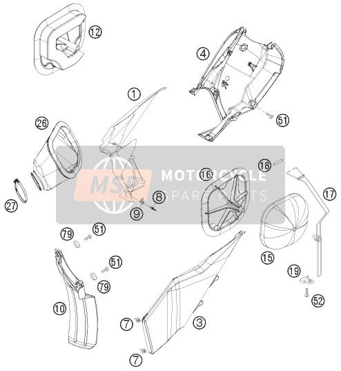 KTM 125 EXC Europe 2010 Filtro de aire para un 2010 KTM 125 EXC Europe