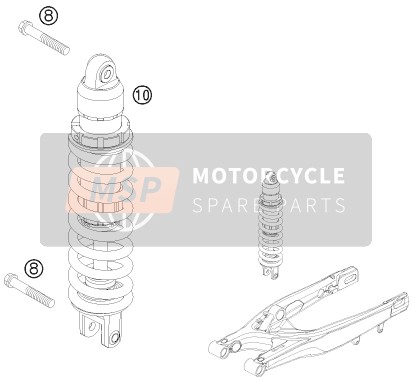 KTM 125 EXC Europe 2010 Schokdemper voor een 2010 KTM 125 EXC Europe