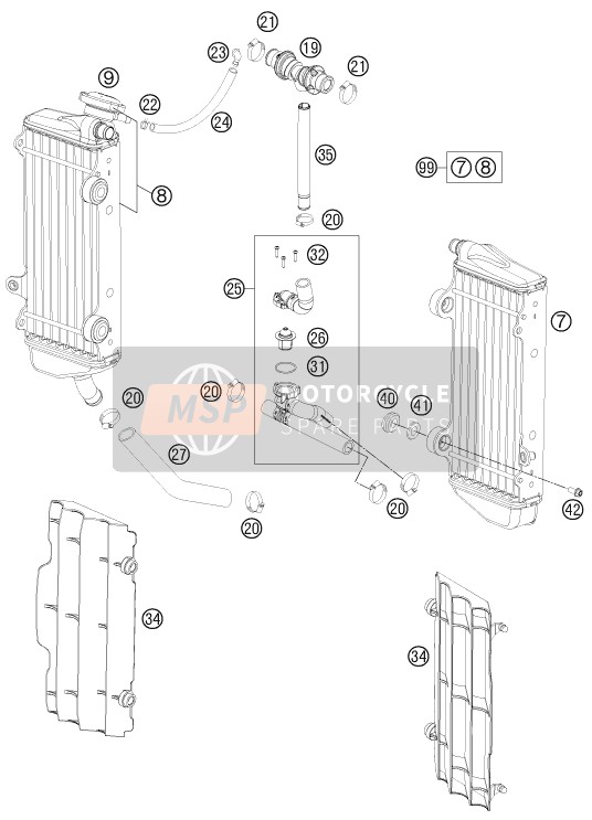 KTM 125 EXC Europe 2012 Sistema de refrigeración para un 2012 KTM 125 EXC Europe