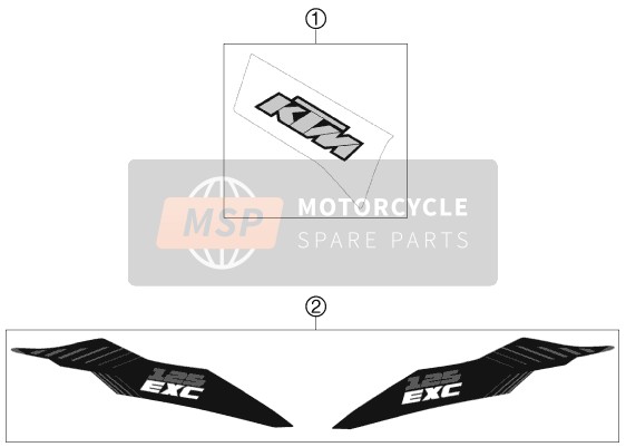 KTM 125 EXC Europe 2012 Aufkleber für ein 2012 KTM 125 EXC Europe