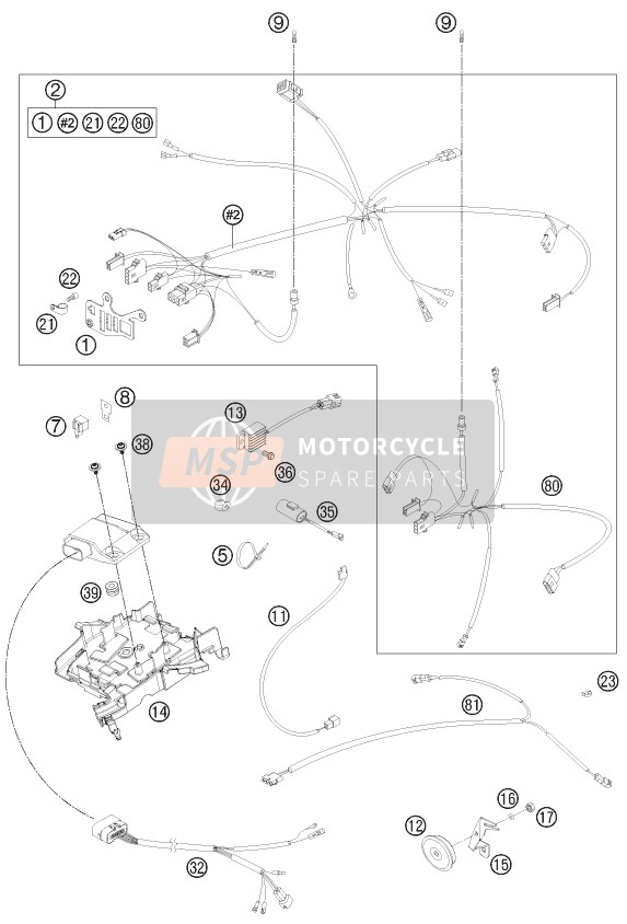 50311075900, Wiring Harness 125/200EXC CP12, KTM, 0