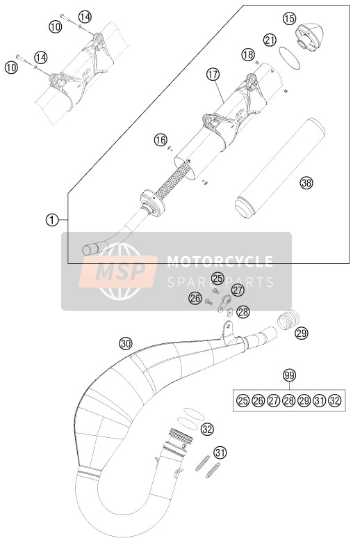 KTM 125 EXC Europe 2013 Système d'échappement pour un 2013 KTM 125 EXC Europe