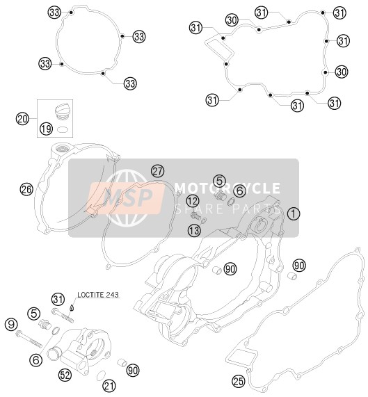 KTM 125 EXC Europe 2014 Koppelingsdeksel voor een 2014 KTM 125 EXC Europe