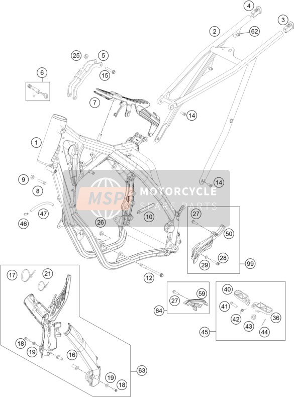 78103002010, Sub Frame Application Left, KTM, 1