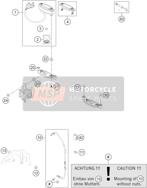 KTM 125 EXC Europe 2014 Instrumenten / Slotsysteem voor een 2014 KTM 125 EXC Europe