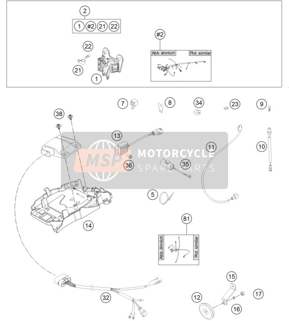 KTM 125 EXC Europe 2014 Arnés de cableado para un 2014 KTM 125 EXC Europe