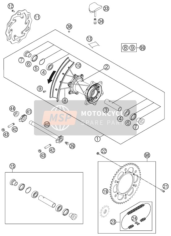 KTM 125 EXC Europe 2015 Ruota posteriore per un 2015 KTM 125 EXC Europe