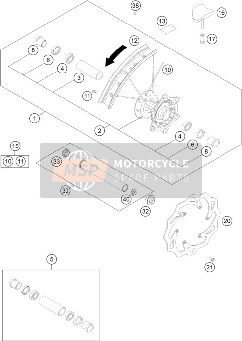 KTM 125 EXC Europe 2016 Voorwiel voor een 2016 KTM 125 EXC Europe