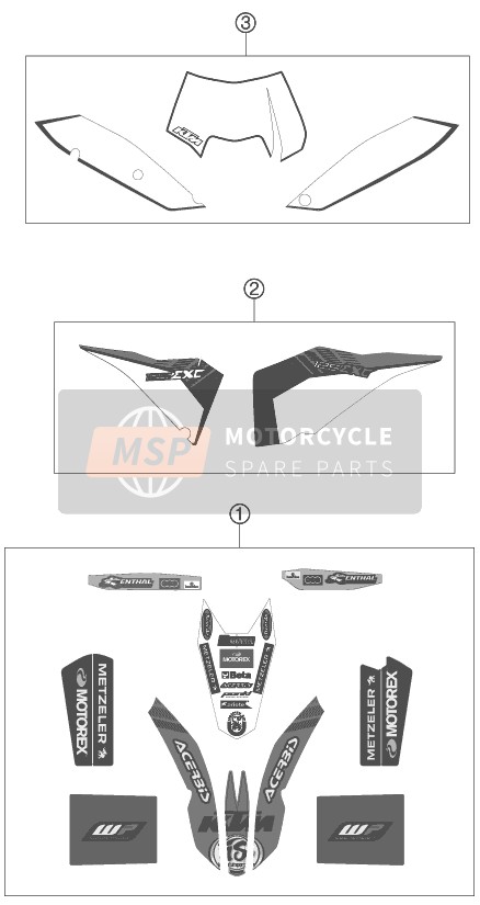 52308399300, Decal Kit EXC/XC-W 2011, KTM, 1