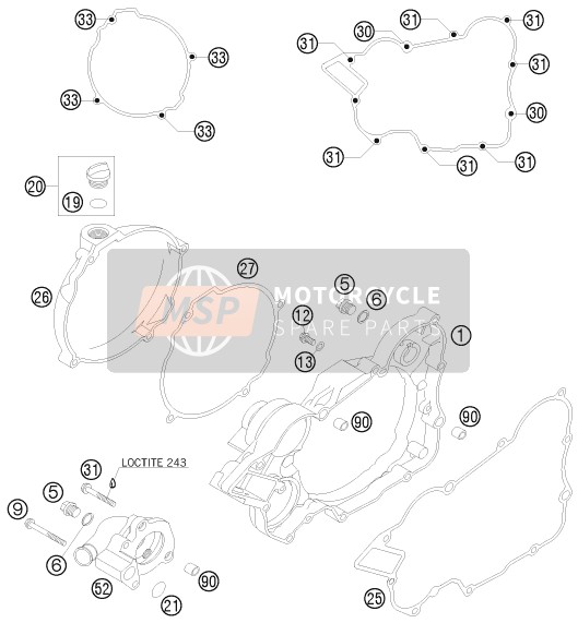 KTM 125 EXC FACTORY EDITION Europe 2015 Coperchio frizione per un 2015 KTM 125 EXC FACTORY EDITION Europe