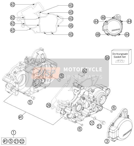 KTM 125 EXC FACTORY EDITION Europe 2015 Engine Case for a 2015 KTM 125 EXC FACTORY EDITION Europe
