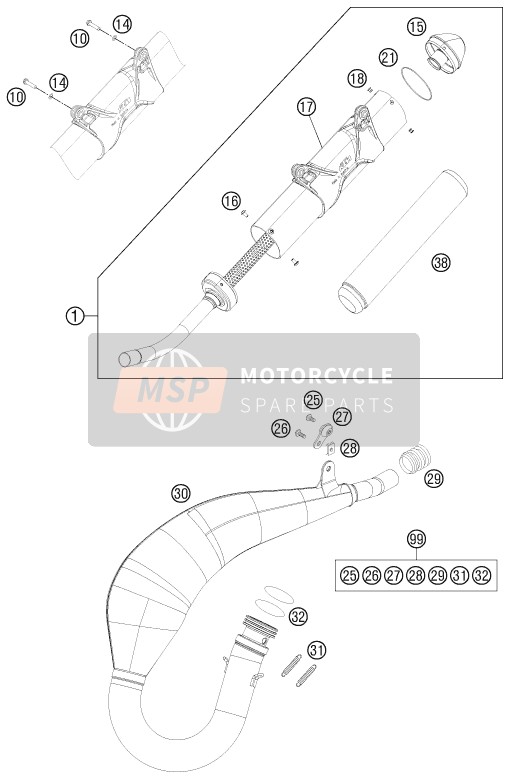 KTM 125 EXC FACTORY EDITION Europe 2015 Système d'échappement pour un 2015 KTM 125 EXC FACTORY EDITION Europe