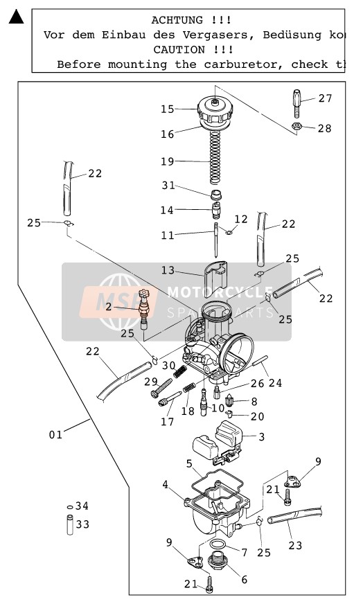 KTM 125 EXC SIX-DAYS Europe 2001 Carburador para un 2001 KTM 125 EXC SIX-DAYS Europe