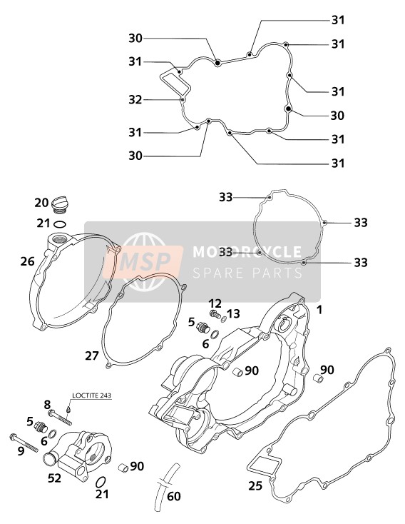 KTM 125 EXC SIX-DAYS Europe 2001 Clutch Cover for a 2001 KTM 125 EXC SIX-DAYS Europe