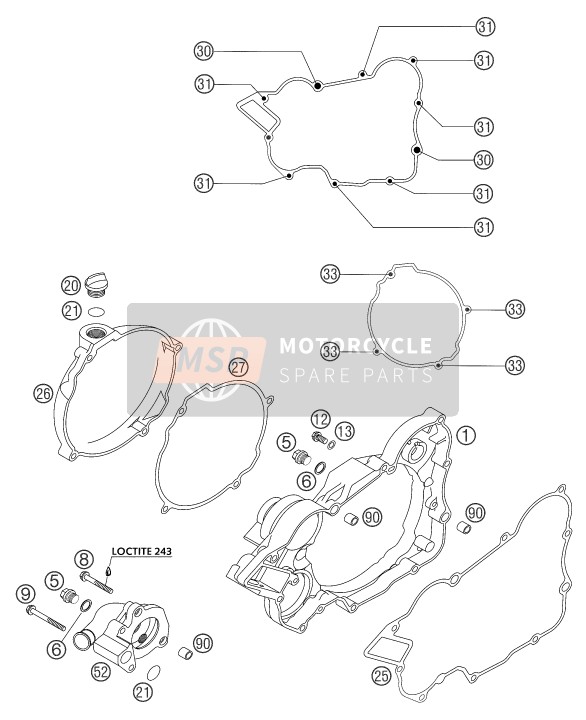 KTM 125 EXC SIX-DAYS Europe 2003 Coperchio frizione per un 2003 KTM 125 EXC SIX-DAYS Europe