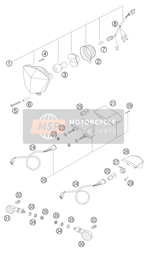 KTM 125 EXC SIX-DAYS Europe 2005 BELEUCHTUNGSSYSTEM für ein 2005 KTM 125 EXC SIX-DAYS Europe