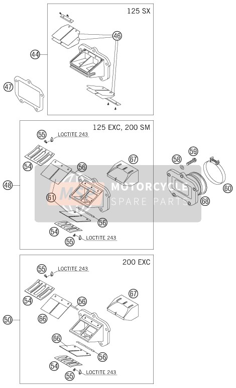 KTM 125 EXC SIX-DAYS Europe 2005 Reed Valve Case for a 2005 KTM 125 EXC SIX-DAYS Europe