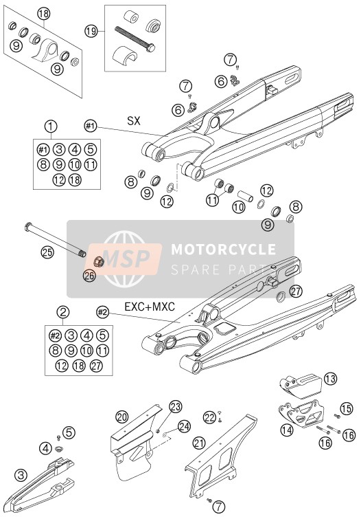 KTM 125 EXC SIX-DAYS Europe 2005 Swing Arm for a 2005 KTM 125 EXC SIX-DAYS Europe