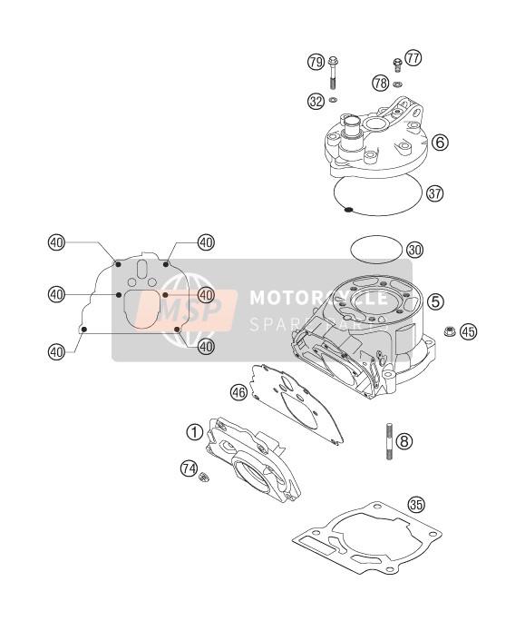 KTM 125 EXC SIX-DAYS Europe 2006 Cylinder, Cylinder Head for a 2006 KTM 125 EXC SIX-DAYS Europe