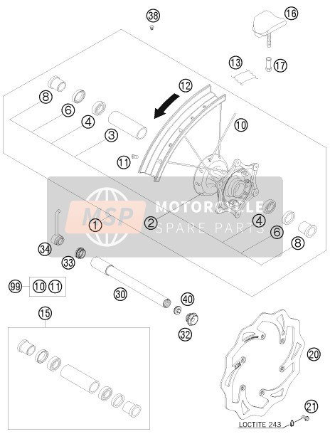 54809081060, Front Axle Pull 26mm 04, KTM, 3